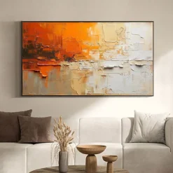 Hand Paint Abstract Orange Minimalist Oil Painting On Canvas Original Modern Textured Wall Art Custom Concise Painting Large Living Room Home Decor No Frame