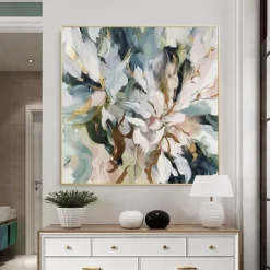 Hand Paint Large Original Flower Oil Painting on Canvas Abstract Flower Painting Boho Acrylic Floral Art Large Wall Art Modern Custom Living Room Decor No Frame