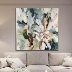 Hand Paint Large Original Flower Oil Painting on Canvas Abstract Flower Painting Boho Acrylic Floral Art Large Wall Art Modern Custom Living Room Decor No Frame
