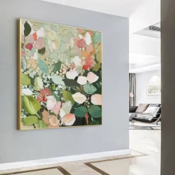 Hand Paint Large Original Flower Oil Painting on Canvas Abstract Flower Painting Boho Acrylic Floral Art Large Wall Art Modern Custom Living Room Decor No Frame
