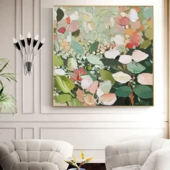 Hand Paint Large Original Flower Oil Painting on Canvas Abstract Flower Painting Boho Acrylic Floral Art Large Wall Art Modern Custom Living Room Decor No Frame