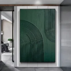 Hand painted White Abstract Painting on Canvas handmade 3D Textured Wall Art Green Modern painting for handmade Canvas Art painting for Living Room Decor Trendy artwork Home Decor Hotel Art Piece