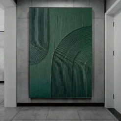 Hand painted White Abstract Painting on Canvas handmade 3D Textured Wall Art Green Modern painting for handmade Canvas Art painting for Living Room Decor Trendy artwork Home Decor Hotel Art Piece