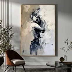 Hand painted Abstract Lady Framed Woman painting hand painted lovers oil painting lady dancers painting Wall Art Woman face Canvas Art Faceless Portrait Painting Lovers' decor oil painting artwork