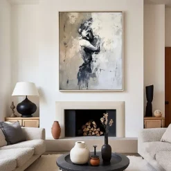 Hand painted Abstract Lady Framed Woman painting hand painted lovers oil painting lady dancers painting Wall Art Woman face Canvas Art Faceless Portrait Painting Lovers' decor oil painting artwork