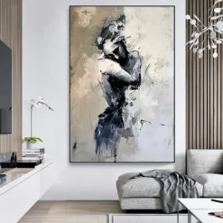 Hand painted Abstract Lady Framed Woman painting hand painted lovers oil painting lady dancers painting Wall Art Woman face Canvas Art Faceless Portrait Painting Lovers' decor oil painting artwork