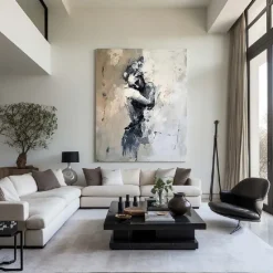 Hand painted Abstract Lady Framed Woman painting hand painted lovers oil painting lady dancers painting Wall Art Woman face Canvas Art Faceless Portrait Painting Lovers' decor oil painting artwork