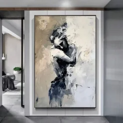 Hand painted Abstract Lady Framed Woman painting hand painted lovers oil painting lady dancers painting Wall Art Woman face Canvas Art Faceless Portrait Painting Lovers' decor oil painting artwork