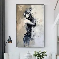 Hand painted Abstract Lady Framed Woman painting hand painted lovers oil painting lady dancers painting Wall Art Woman face Canvas Art Faceless Portrait Painting Lovers' decor oil painting artwork