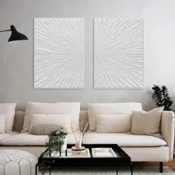 Hand painted Abstract Minimalist Monochrome oil painting handmade Triptych Art On Canvas White Textured oil painting Minimalist Wall Art Wall Decor painting