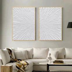 Hand painted Abstract Minimalist Monochrome oil painting handmade Triptych Art On Canvas White Textured oil painting Minimalist Wall Art Wall Decor painting