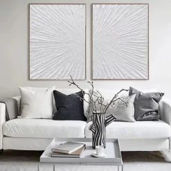 Hand painted Abstract Minimalist Monochrome oil painting handmade Triptych Art On Canvas White Textured oil painting Minimalist Wall Art Wall Decor painting