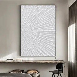 Hand painted Abstract Minimalist Monochrome oil painting handmade Triptych Art On Canvas White Textured oil painting Minimalist Wall Art Wall Decor painting