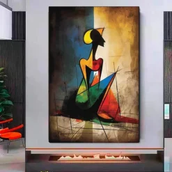 Hand Painted Abstract Painting Texture Girl Original Oil Paintings on Canvas as Personalized Gift Modern Wall Decor Fashion Girls Rolled Canvas (No Frame)