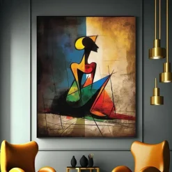 Hand Painted Abstract Painting Texture Girl Original Oil Paintings on Canvas as Personalized Gift Modern Wall Decor Fashion Girls Rolled Canvas (No Frame)