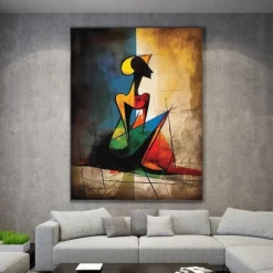 Hand Painted Abstract Painting Texture Girl Original Oil Paintings on Canvas as Personalized Gift Modern Wall Decor Fashion Girls Rolled Canvas (No Frame)