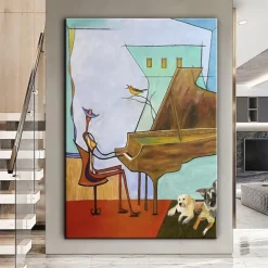 Hand painted Abstract Piano Oil Painting handmade Music Room Art painting Modern Oil Painting of Abstract Figure Oil Painting Music painting Abstract Cubism art figurative art modern art painting