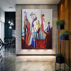 Hand painted Abstract Piano Oil Painting handmade Music Room Art painting Modern Oil Painting of Abstract Figure Oil Painting Music painting Abstract Cubism art figurative art modern art painting