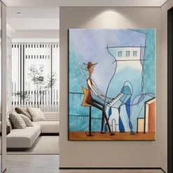 Hand painted Abstract Piano Oil Painting handmade Music Room Art painting Modern Oil Painting of Abstract Figure Oil Painting Music painting Abstract Cubism art figurative art modern art painting