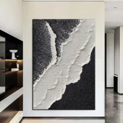 Hand Painted Black textured painting handmade Black and white Abstract painting Black and white Painting wall art Black and white textured painting wall art Home Decor ready to hang or canvas