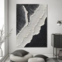 Hand Painted Black textured painting handmade Black and white Abstract painting Black and white Painting wall art Black and white textured painting wall art Home Decor ready to hang or canvas
