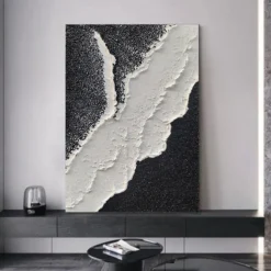 Hand Painted Black textured painting handmade Black and white Abstract painting Black and white Painting wall art Black and white textured painting wall art Home Decor ready to hang or canvas