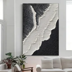 Hand Painted Black textured painting handmade Black and white Abstract painting Black and white Painting wall art Black and white textured painting wall art Home Decor ready to hang or canvas