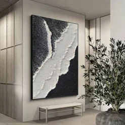 Hand Painted Black textured painting handmade Black and white Abstract painting Black and white Painting wall art Black and white textured painting wall art Home Decor ready to hang or canvas