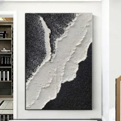 Hand Painted Black textured painting handmade Black and white Abstract painting Black and white Painting wall art Black and white textured painting wall art Home Decor ready to hang or canvas
