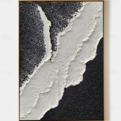Hand Painted Black textured painting handmade Black and white Abstract painting Black and white Painting wall art Black and white textured painting wall art Home Decor ready to hang or canvas