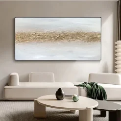 Hand painted 3D Abstract Gold Paintings Gold Painting hand painted Gold Abstract White Gold Painting Elegant White and Gold Acrylic Painting White Gold Abstract Wall Art Gold Foil painting