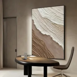 Hand painted 3D Textured Painting on Canvas handmade oil Painting Brown Sea Wave Painting artwork Wall Art painting Morden Art Bedroom Wall Decor Fashion Art