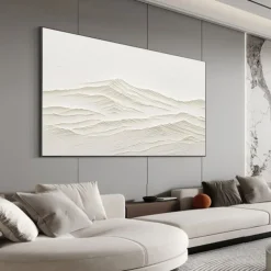 Hand Painted Mountain Oil Painting White Mountain Abstract Hand Painted Mountain Oil Painting Modern Fashion Landscape Handmade Customized Artwork Wabi-sabi Minimalism Spiritual Decor