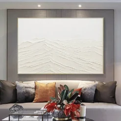 Hand Painted Mountain Oil Painting White Mountain Abstract Hand Painted Mountain Oil Painting Modern Fashion Landscape Handmade Customized Artwork Wabi-sabi Minimalism Spiritual Decor
