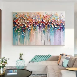 Hand Painted Oil Painting Original Wildflowers Painting 3D Texture Blooming Flower Painting Canvas Extra Large Size Flora Wall Art Wall Art Decor Rose Art