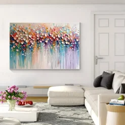 Hand Painted Oil Painting Original Wildflowers Painting 3D Texture Blooming Flower Painting Canvas Extra Large Size Flora Wall Art Wall Art Decor Rose Art