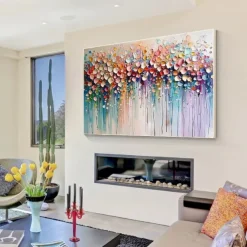 Hand Painted Oil Painting Original Wildflowers Painting 3D Texture Blooming Flower Painting Canvas Extra Large Size Flora Wall Art Wall Art Decor Rose Art