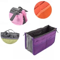 Handbag Organizer Insert for Women – Large Capacity, Zipper Closure, Portable with Handle – Ideal for Travel, Documents, Cards, and Small Items