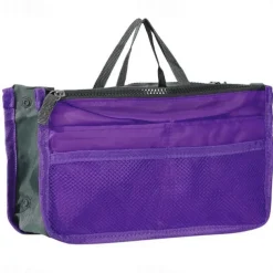 Handbag Organizer Insert for Women – Large Capacity, Zipper Closure, Portable with Handle – Ideal for Travel, Documents, Cards, and Small Items