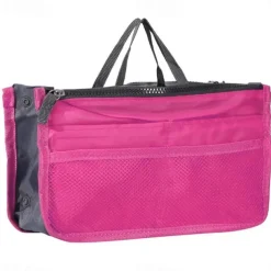 Handbag Organizer Insert for Women – Large Capacity, Zipper Closure, Portable with Handle – Ideal for Travel, Documents, Cards, and Small Items