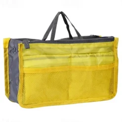 Handbag Organizer Insert for Women – Large Capacity, Zipper Closure, Portable with Handle – Ideal for Travel, Documents, Cards, and Small Items