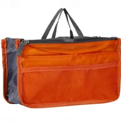 Handbag Organizer Insert for Women – Large Capacity, Zipper Closure, Portable with Handle – Ideal for Travel, Documents, Cards, and Small Items