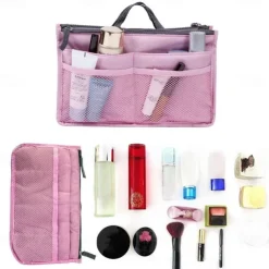 Handbag Organizer Insert for Women – Large Capacity, Zipper Closure, Portable with Handle – Ideal for Travel, Documents, Cards, and Small Items