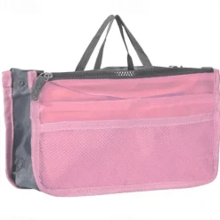 Handbag Organizer Insert for Women – Large Capacity, Zipper Closure, Portable with Handle – Ideal for Travel, Documents, Cards, and Small Items