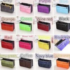 Handbag Organizer Insert for Women – Large Capacity, Zipper Closure, Portable with Handle – Ideal for Travel, Documents, Cards, and Small Items