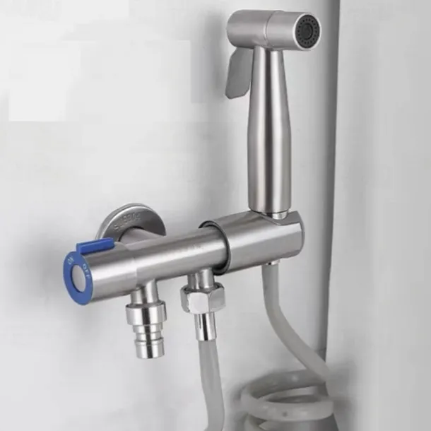 Handheld Toilet Bidet Sprayer Kit Wall-mount 304 Stainless Steel Toilet Bidet Showerhead with Hose Bathroom Cleaning Set