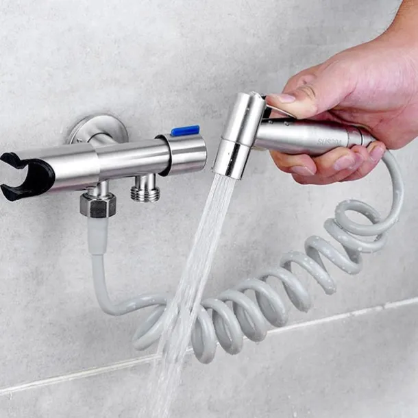 Handheld Toilet Bidet Sprayer Kit Wall-mount 304 Stainless Steel Toilet Bidet Showerhead with Hose Bathroom Cleaning Set