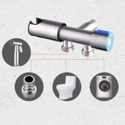 Handheld Toilet Bidet Sprayer Kit Wall-mount 304 Stainless Steel Toilet Bidet Showerhead with Hose Bathroom Cleaning Set