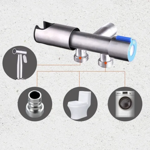 Handheld Toilet Bidet Sprayer Kit Wall-mount 304 Stainless Steel Toilet Bidet Showerhead with Hose Bathroom Cleaning Set