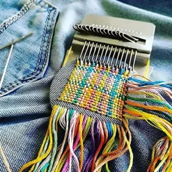 Handheld Weaving Loom - Portable Tapestry Repair Tool for Clothes & Jeans, Light Grey